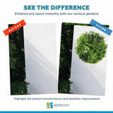 Slimline Flowering White Artificial Green Wall Disc UV Resistant 50cm (Black Frame)