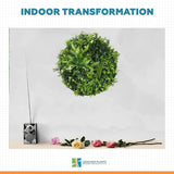 Slimline Flowering White Artificial Green Wall Disc UV Resistant 75cm (Black Frame)