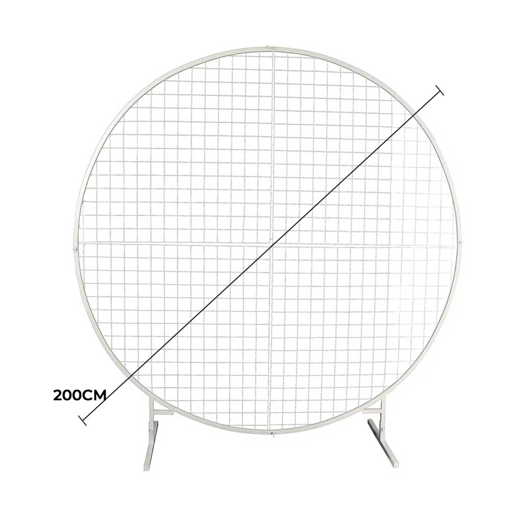 Sturdy Circular Flower Wall / Event Stand 200cm Diameter (White Frame)