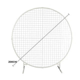 Round metal grid with dimensions on a white background
