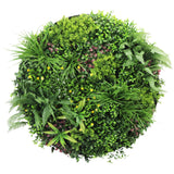 Slimline Artificial Green Wall Disc Art 100cm Country Fern UV Resistant (Black) - Designer Plants