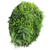 Slimline Artificial Green Wall Disc Art 100cm Country Fern UV Resistant (White) - Designer Plants