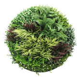 Slimline Artificial Green Wall Disc Art 100cm Grassy Fern UV Resistant (White) - Designer Plants