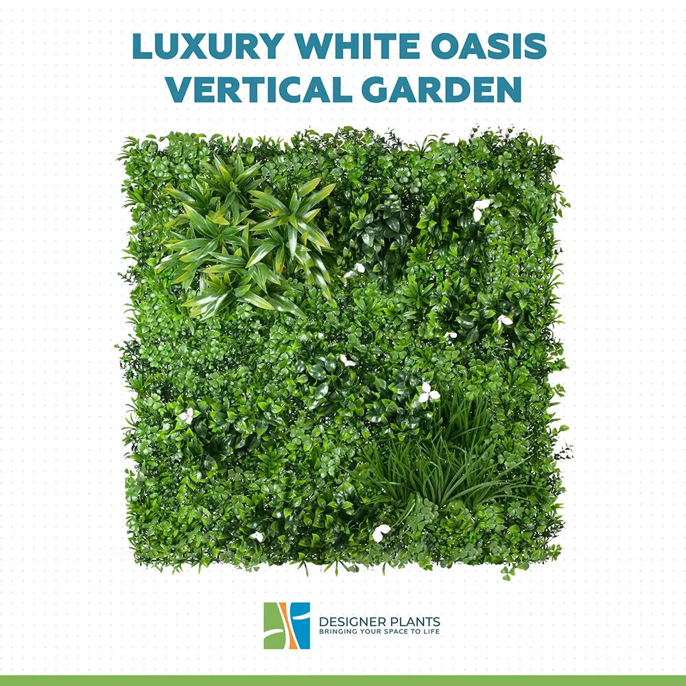 Luxury White Oasis Vertical Garden / Green Wall UV Resistant 1m x 1m