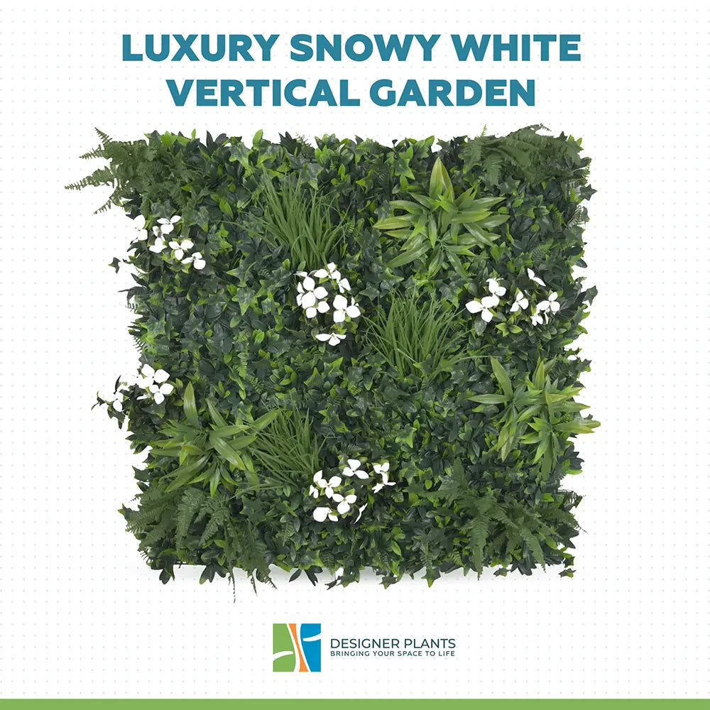 Luxury Snowy White Vertical Garden / Green Wall UV Resistant 100cm x 100cm