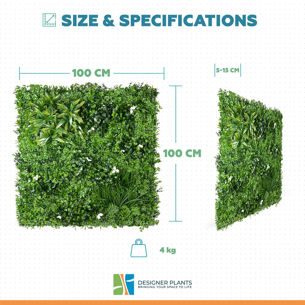 Luxury White Oasis Vertical Garden / Green Wall UV Resistant 1m x 1m