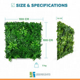 Luxury Green Tropics Vertical Garden/Green Wall UV Resistant 1m x 1m