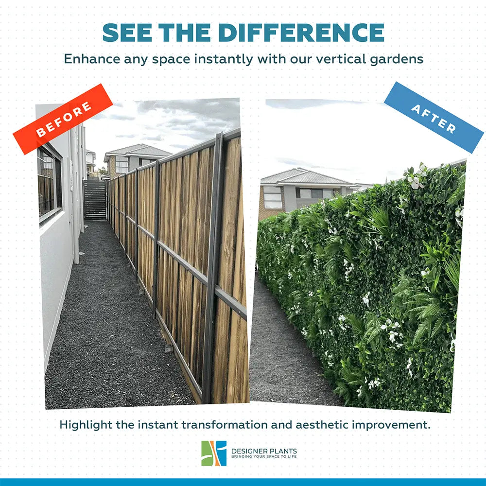 Luxury Snowy White Vertical Garden / Green Wall UV Resistant 100cm x 100cm