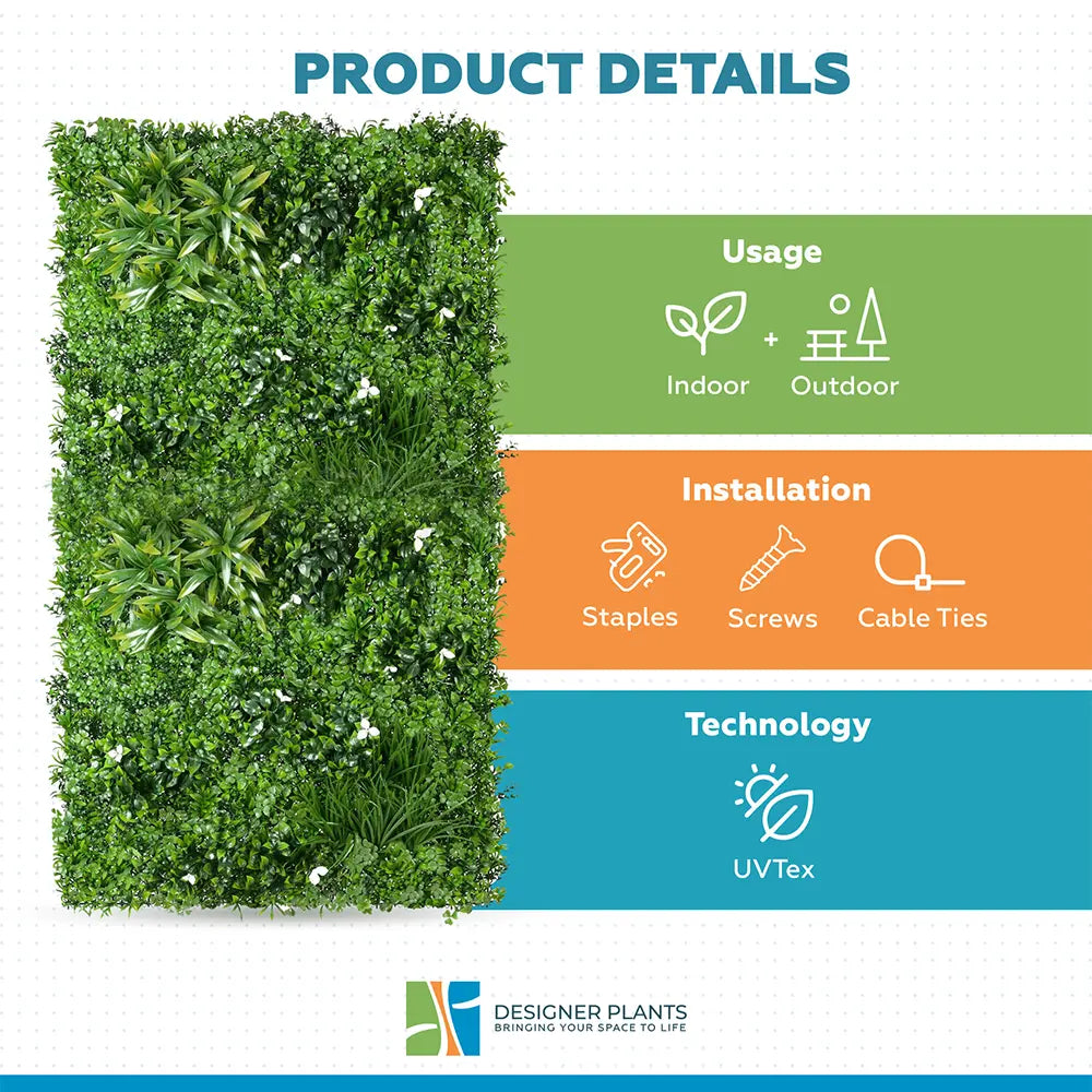 Luxury White Oasis Vertical Garden / Green Wall UV Resistant 1m x 1m