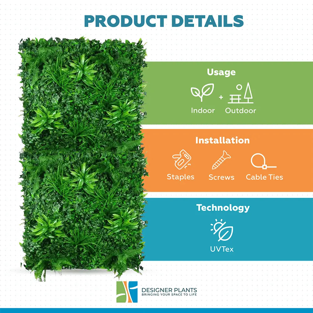 Luxury Green Tropics Vertical Garden/Green Wall UV Resistant 1m x 1m
