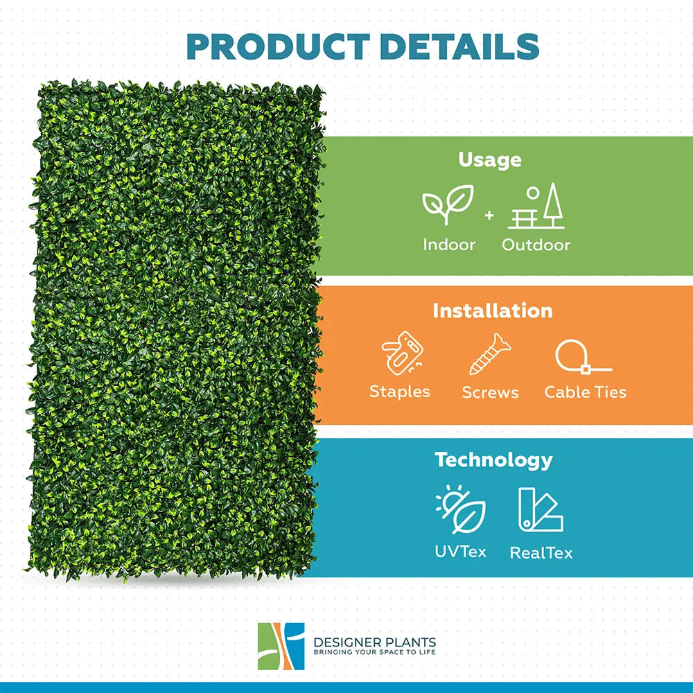 Jasmine Hedge Screen Green Wall Panel UV Resistant 100cm x 100cm