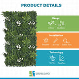 Luxury Snowy White Vertical Garden / Green Wall UV Resistant 100cm x 100cm