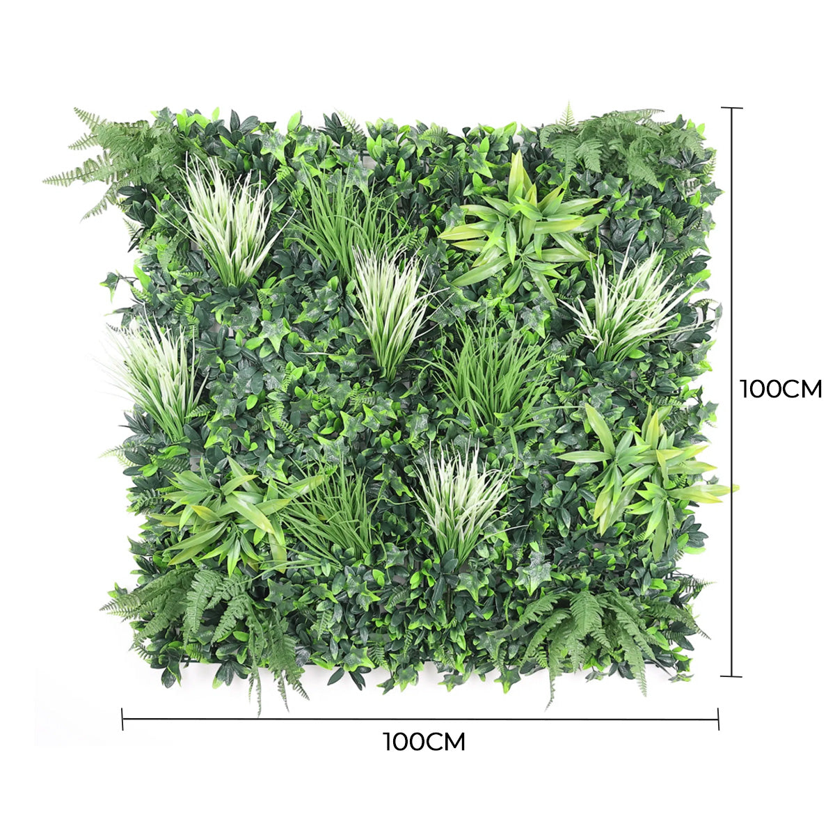 White Grassy Greenery Vertical Garden / Green Wall UV Resistant 100cm x 100cm