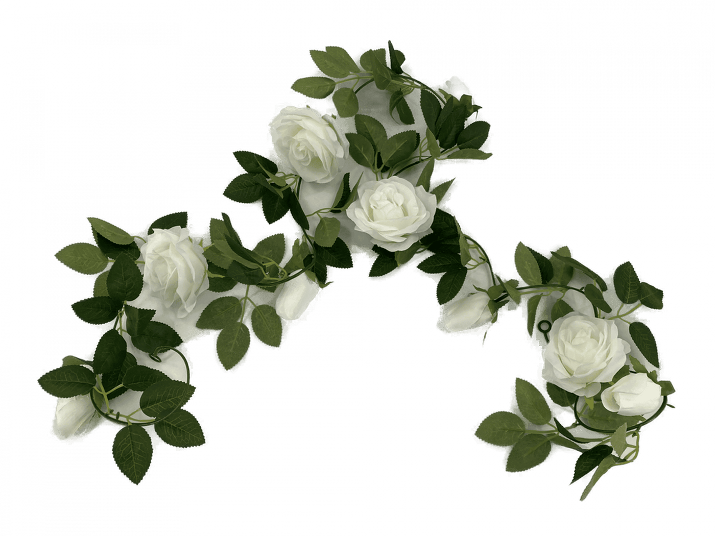 Flowering White Artificial Rose Garland 190cm - Designer Plants
