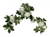 Flowering White Artificial Rose Garland 190cm - Designer Plants