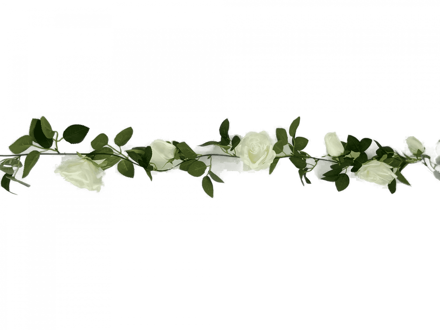 Flowering White Artificial Rose Garland 190cm