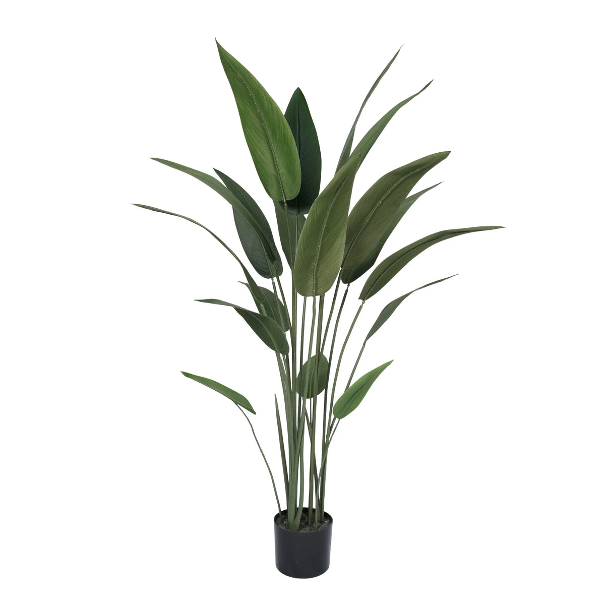 Artificial potted plant with green leaves on a white background