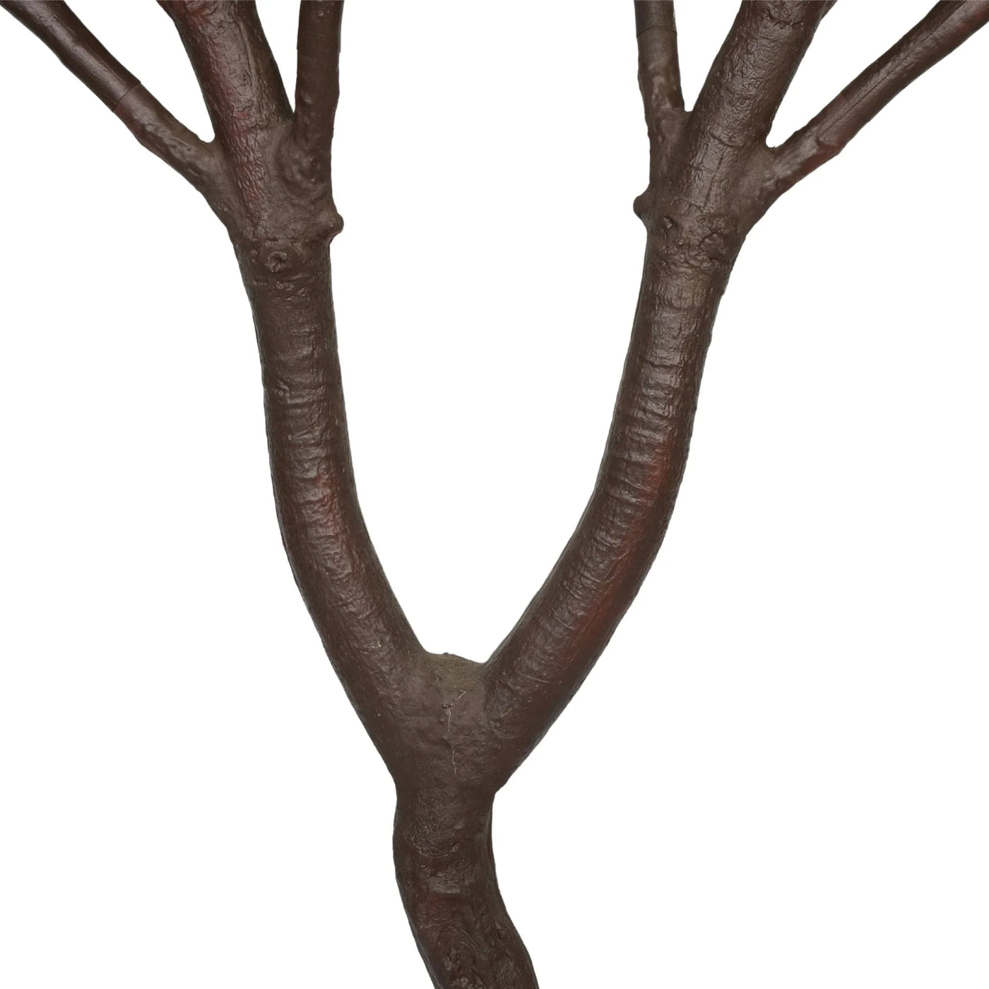 A close-up of a dark brown faux tree trunk branch with textured bark, shown against a plain white background.