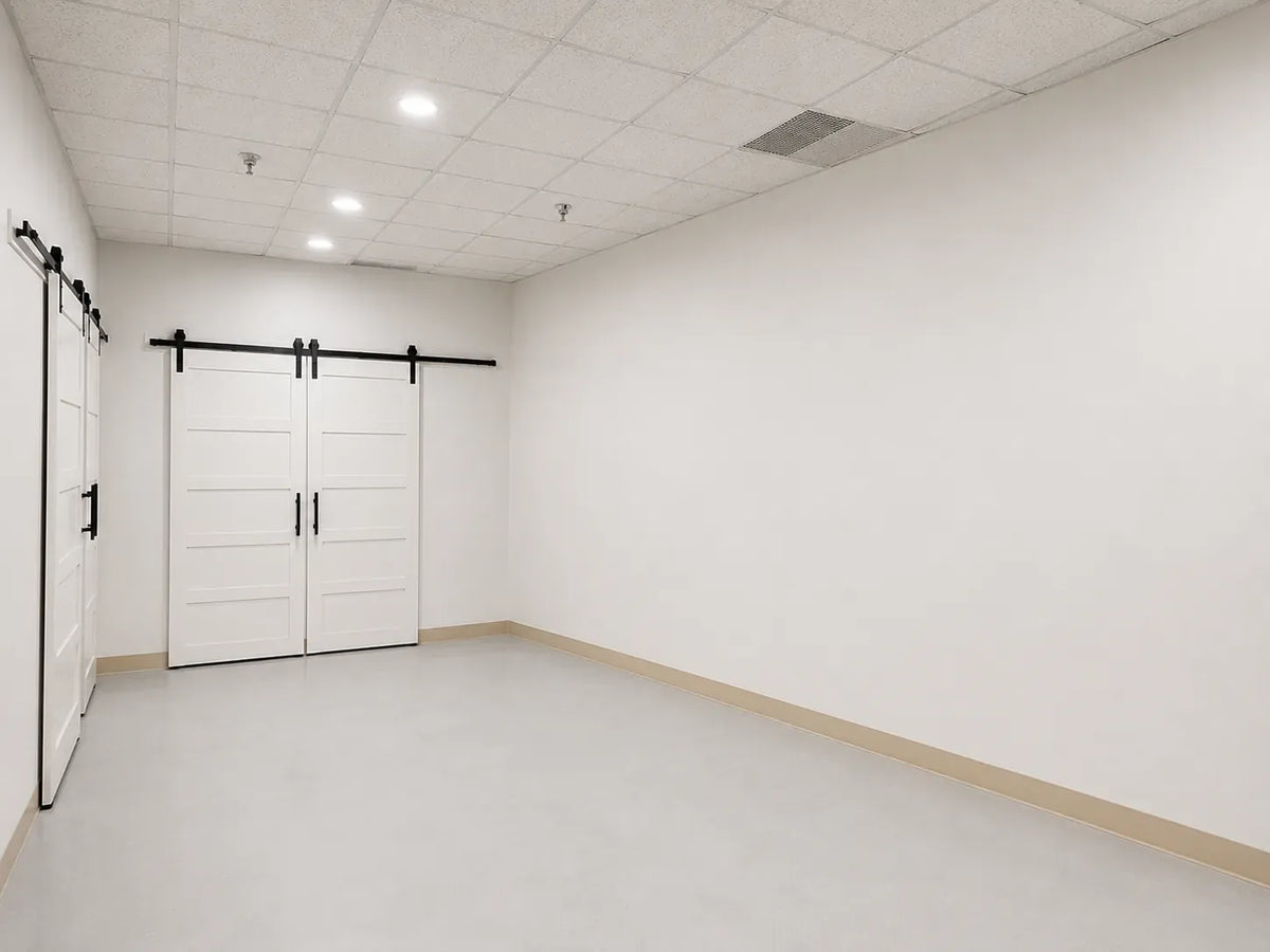 Before Installation of Luxury Lush Spring Artificial Green Wall Panels in Modern Commercial Interior Space