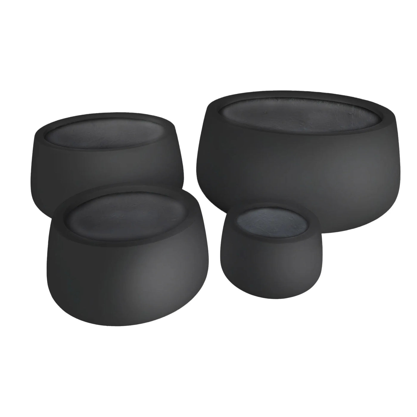Luxury Soft Tapered Bowl Planter Set of 4 | Premium Pot Range | Matt Black