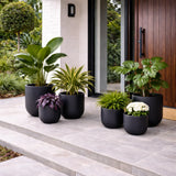 Luxury Egg-Shaped Ovate Planter Set of 5 | Premium Pot Range - Matt Black