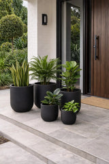 Luxury Egg-Shaped Ovate Planter Set of 5 | Premium Pot Range - Matt Black