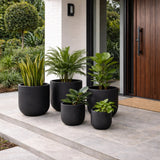 Luxury Egg-Shaped Ovate Planter Set of 5 | Premium Pot Range - Matt Black