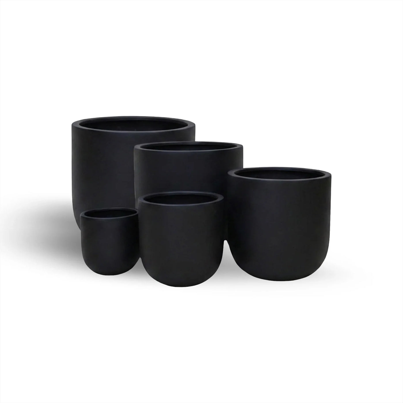 Luxury Egg-Shaped Ovate Planter Set of 5 | Premium Pot Range - Matt Black