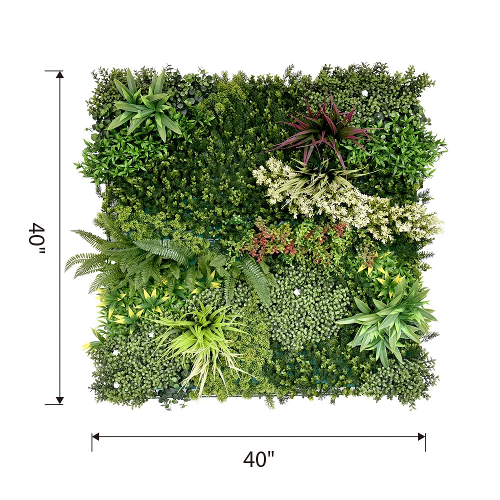 Bloom Luxe artificial green wall panel 1m x 1m, dimensions