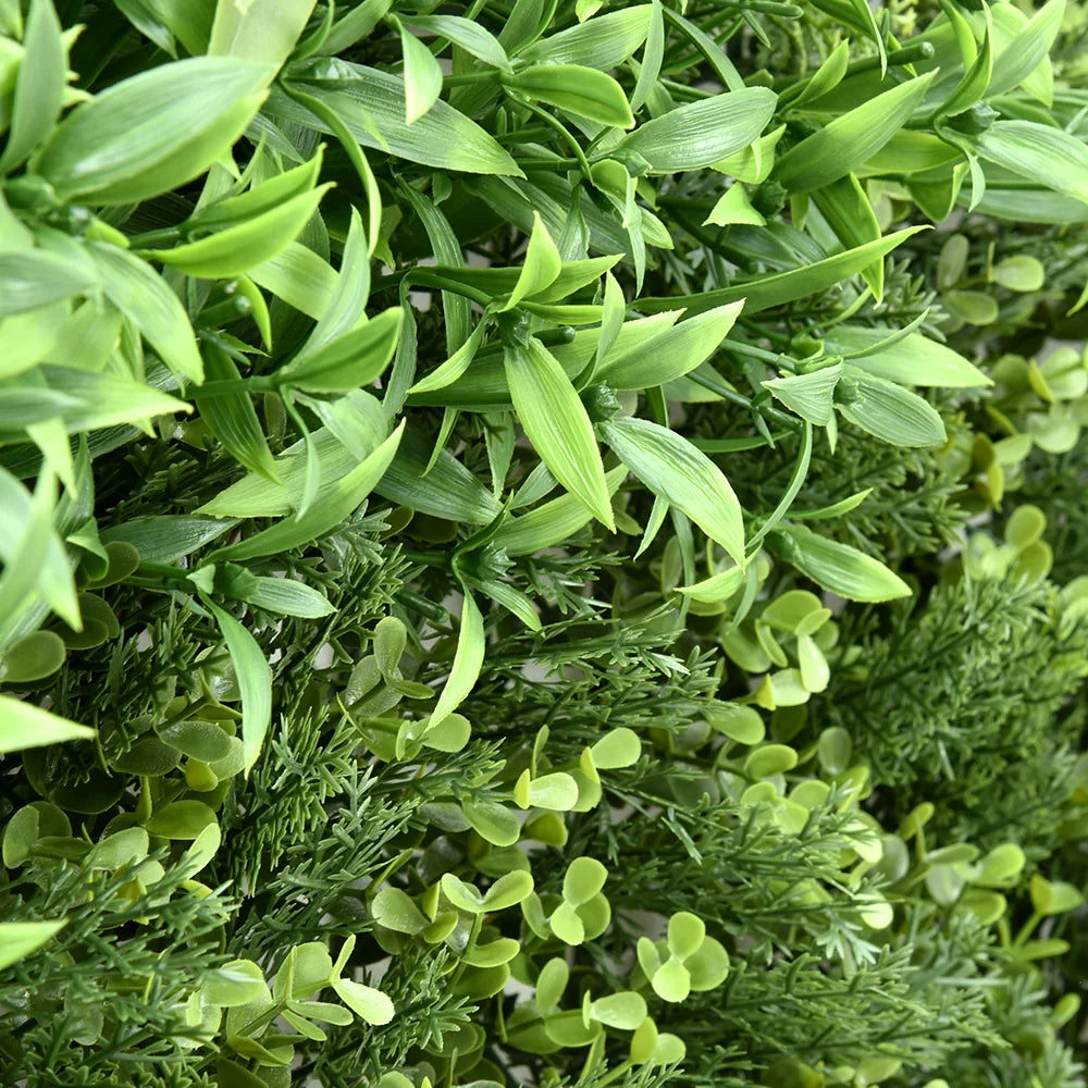 Bloom Luxe artificial green wall panel 1m x 1m, foliage detail 1
