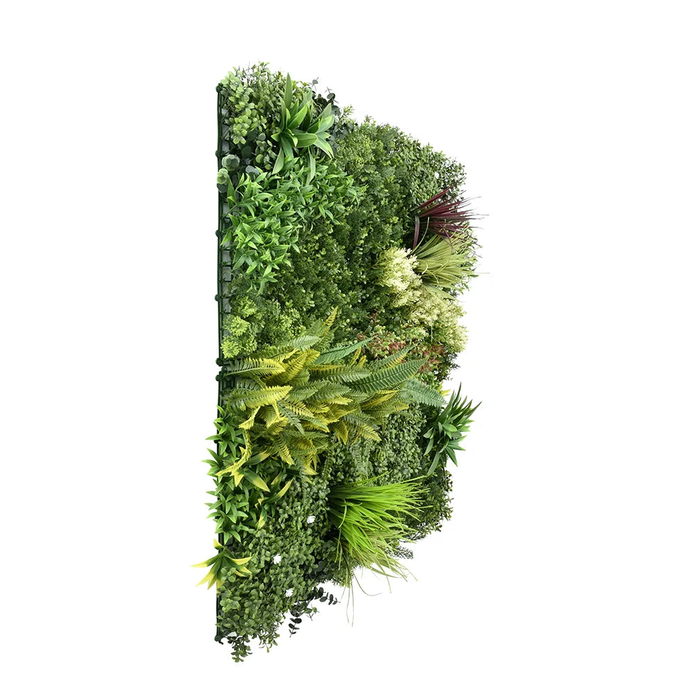 Bloom Luxe artificial green wall panel 1m x 1m, side