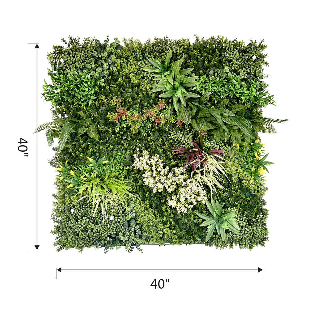 Botanical Harmony artificial green wall panel 1m x 1m, dimensions