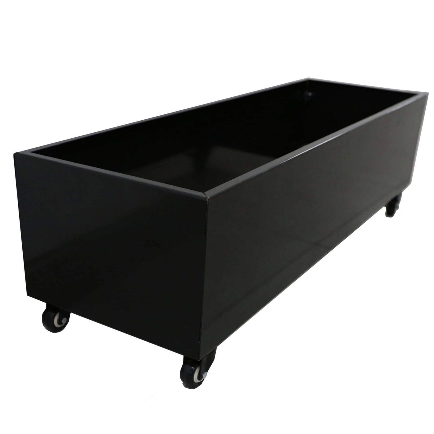 Black Metal Planter Medium + Wheels - Designer Plants