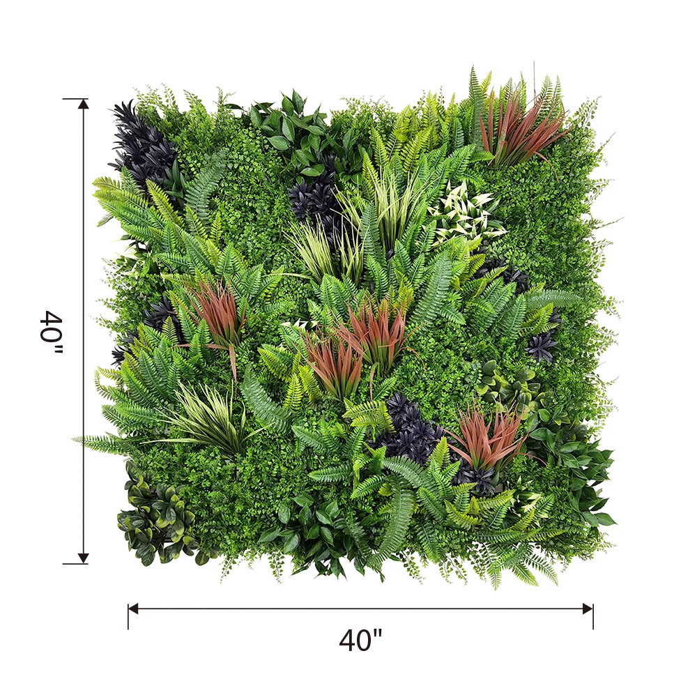 Coastal Native Retreat artificial green wall panel 1m x 1m, dimensions