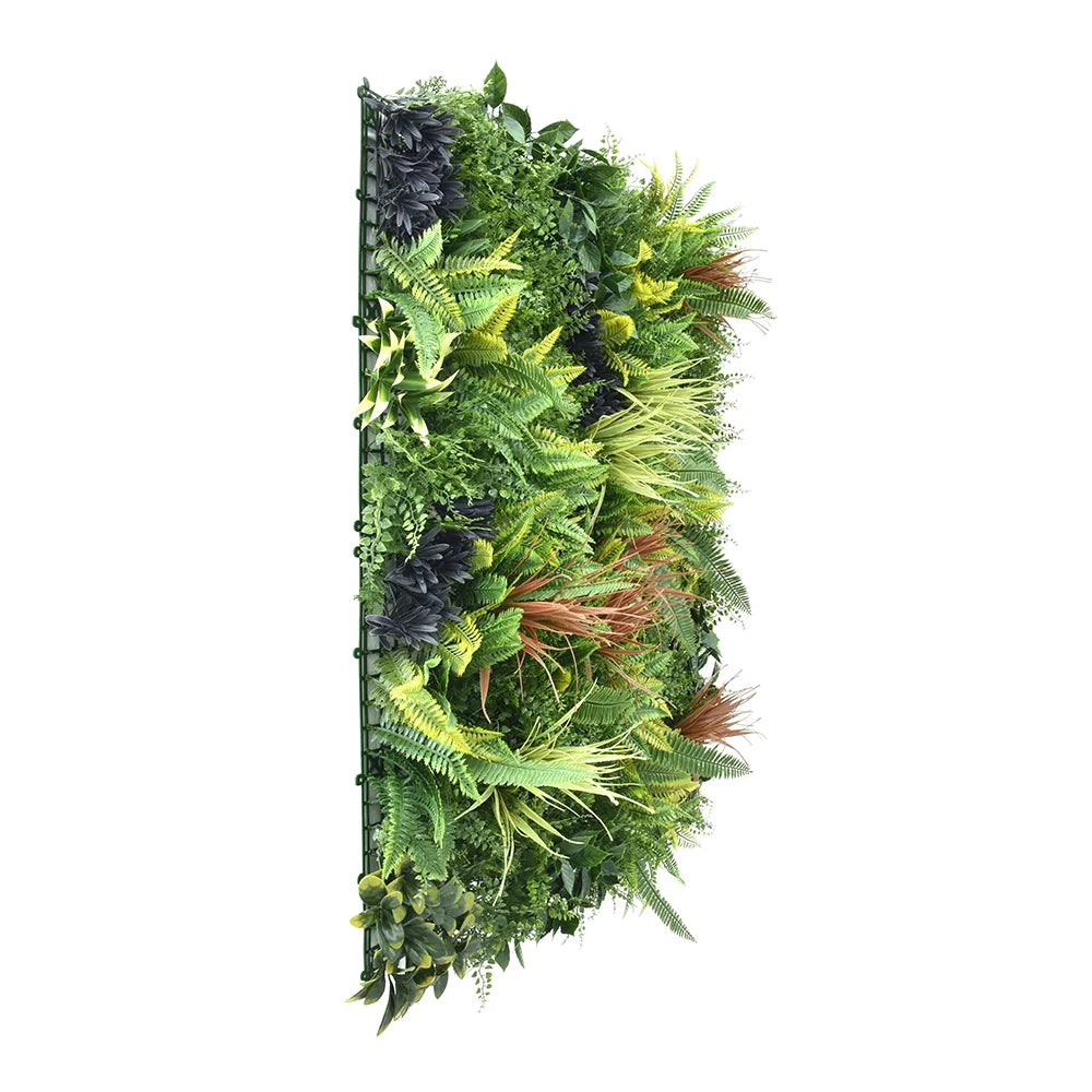 Coastal Native Retreat artificial green wall panel 1m x 1m, side