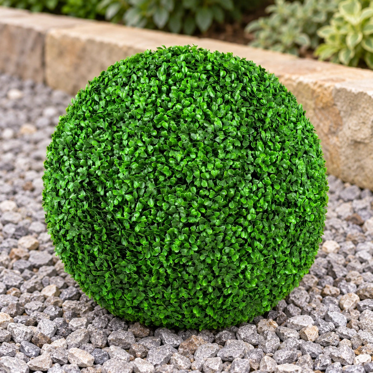 Large Boxwood Topiary Ball UV Resistant 44cm - styled product image A