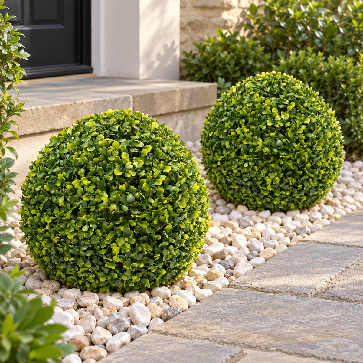 Medium Mixed Boxwood Topiary Ball UV Resistant 28cm - styled product image B