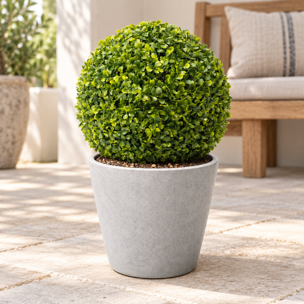 Medium Mixed Boxwood Topiary Ball UV Resistant 28cm - styled product image C