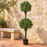 Artificial Topiary Tree 2 Ball Shrub 150cm UV Resistant - styled product image A
