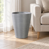 Decorative Textured Round Grey Planter 47cm - styled product image A