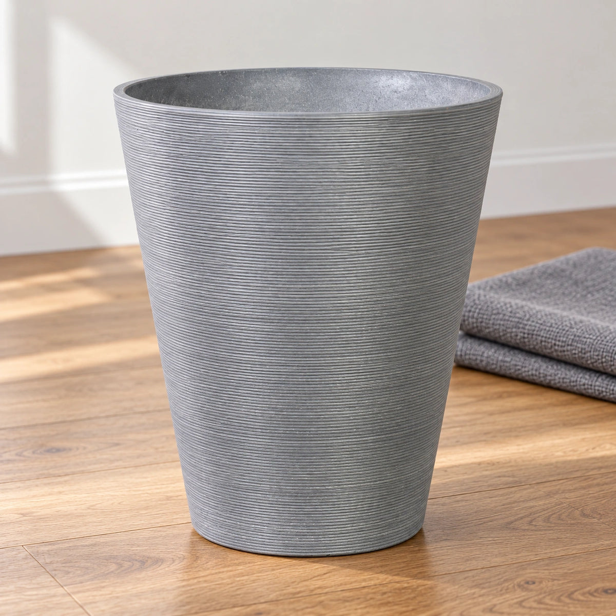 Decorative Textured Round Grey Planter 47cm - styled product image C