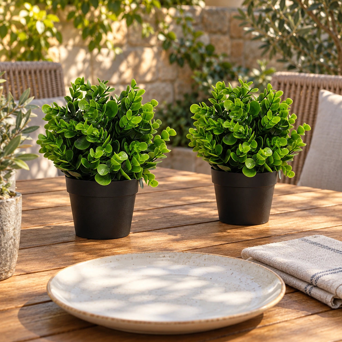 Small Potted Artificial Peperomia Plant UV Resistant 20cm - styled product image B