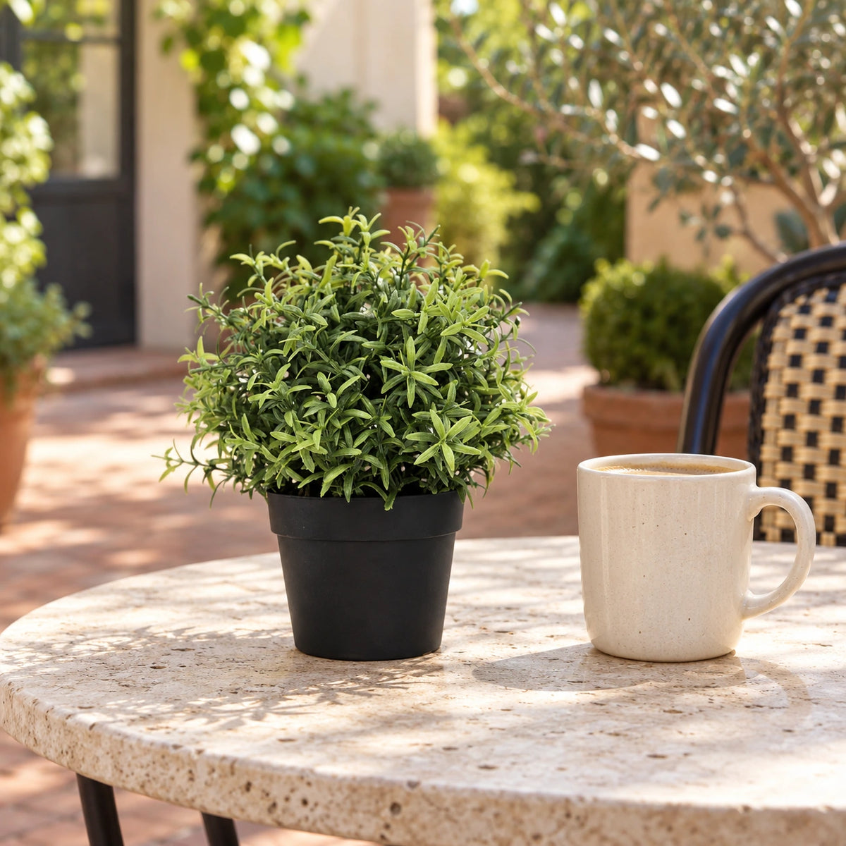 Small Potted Artificial Rosemary Herb Plant UV Resistant 20cm - styled product image A
