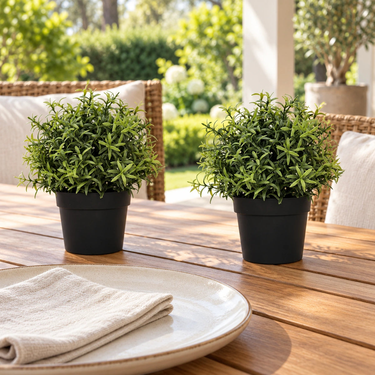Small Potted Artificial Rosemary Herb Plant UV Resistant 20cm - styled product image B
