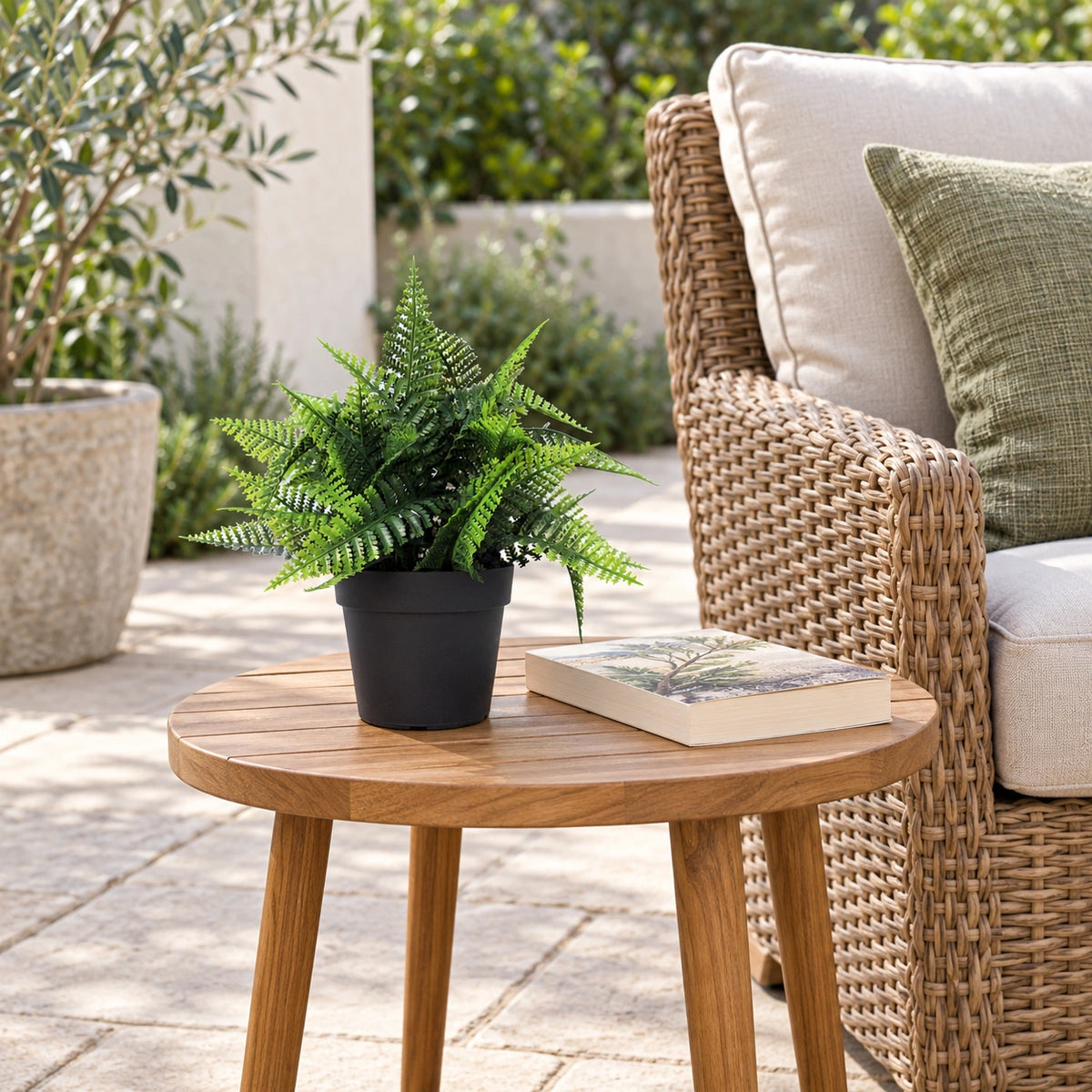 Small Potted Artificial Persa Boston Fern Plant UV Resistant 20cm - styled product image C