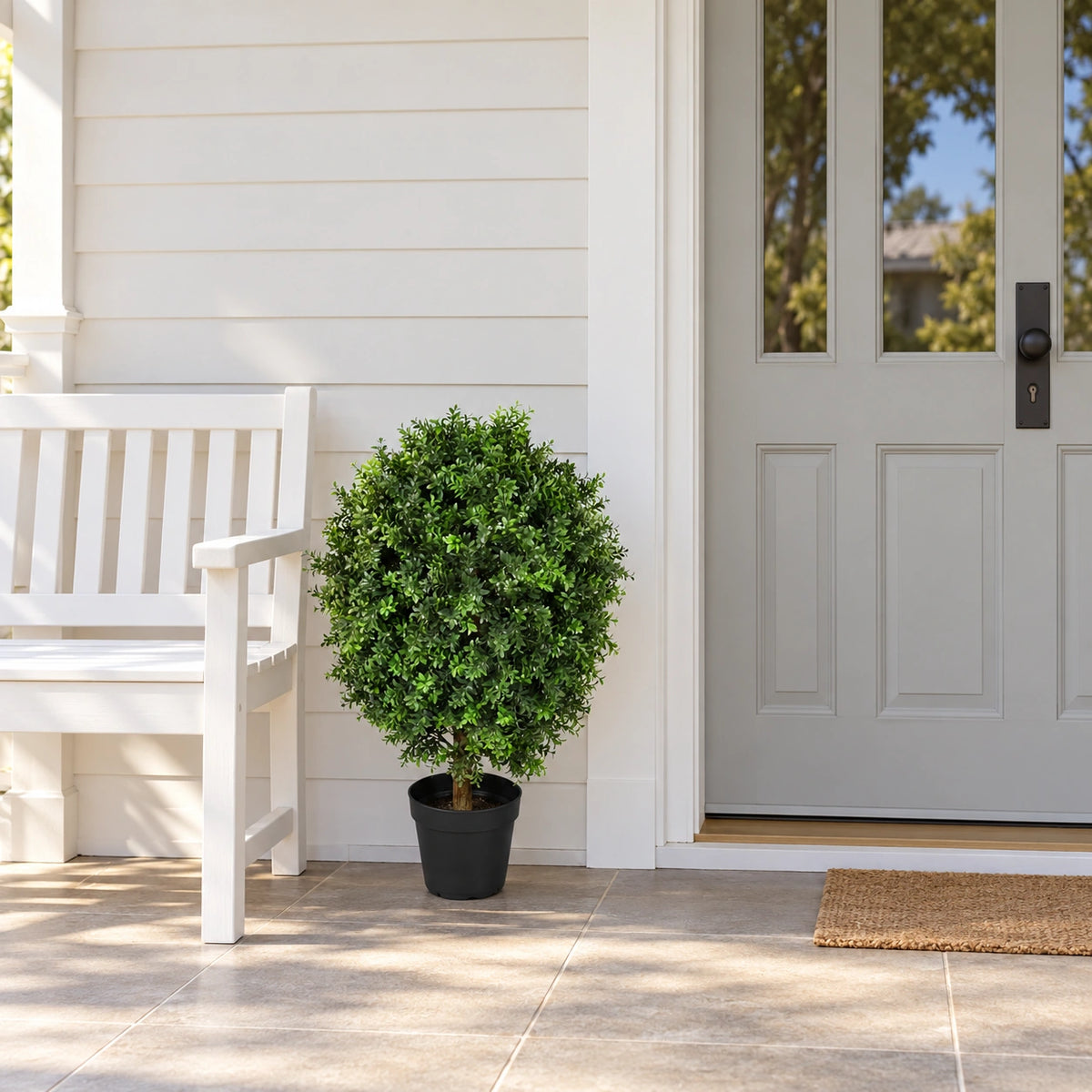 Artificial Topiary Shrub (Hedyotis) UV Resistant 80CM - styled product image A