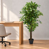 Premium Bushy Potted Artificial Ficus Tree 140cm - styled product image B