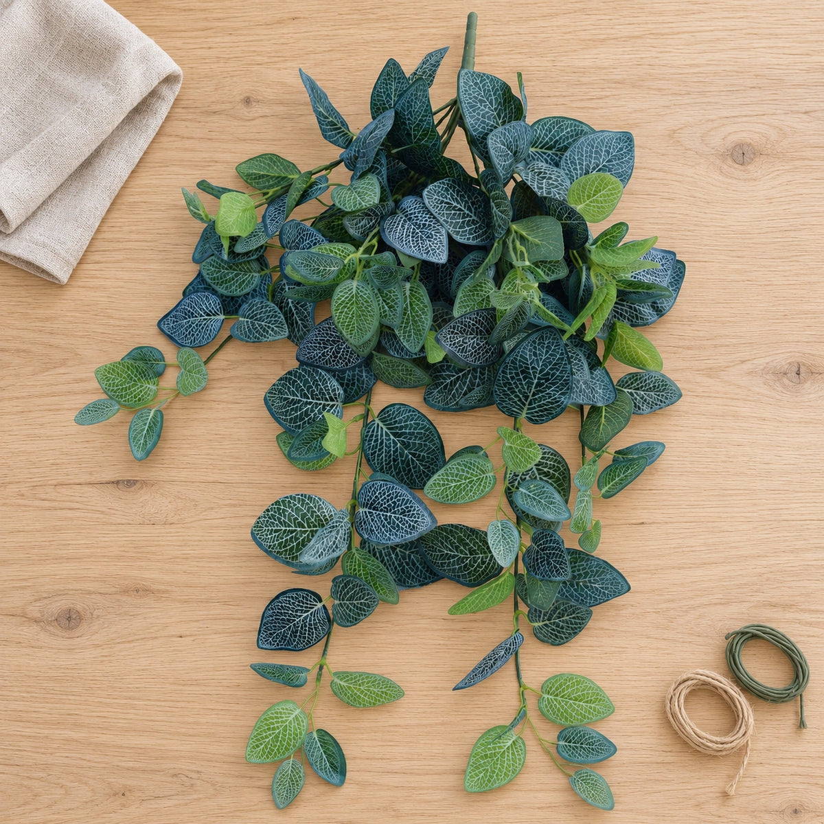 Artificial Fittonia Hanging Garland Bush 80cm - styled product image A