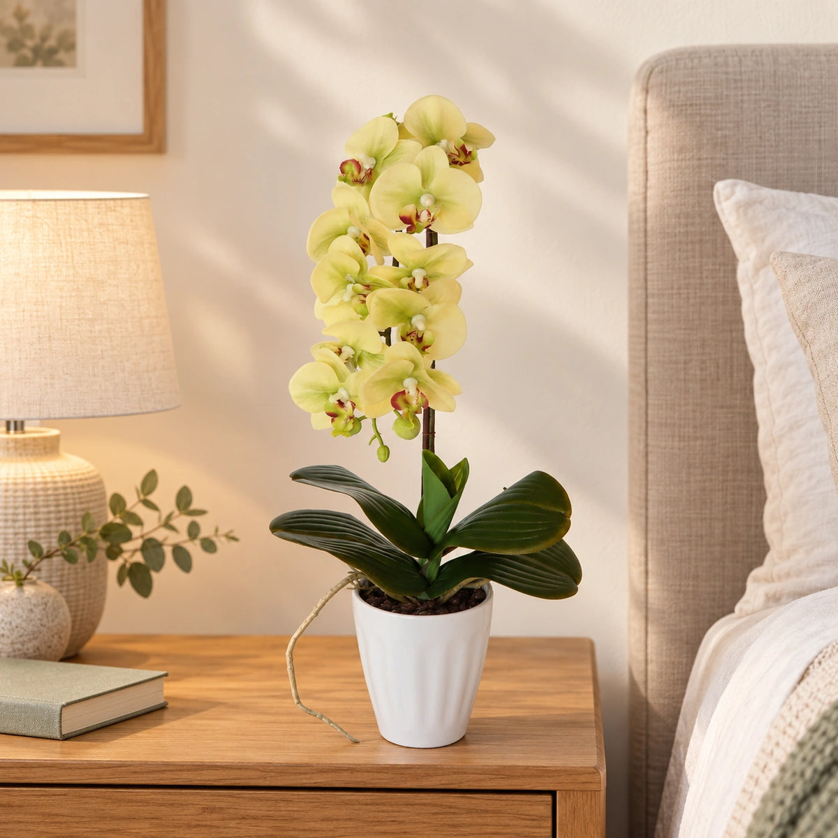 40cm Butterfly Artificial Orchid Cream - styled product image A