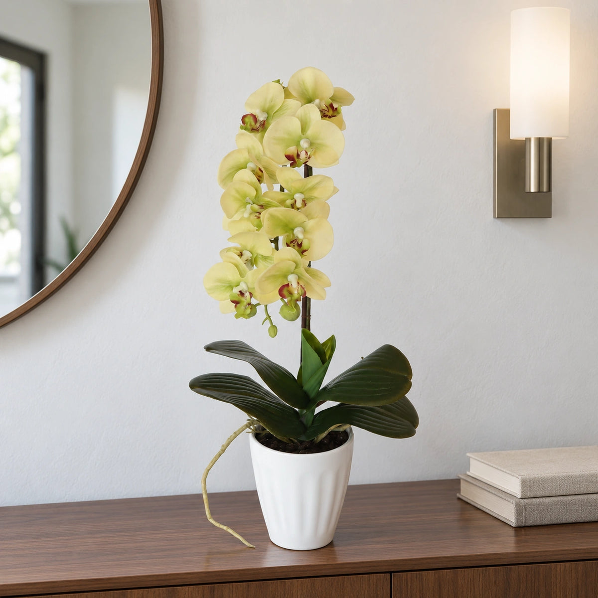 40cm Butterfly Artificial Orchid Cream - styled product image C